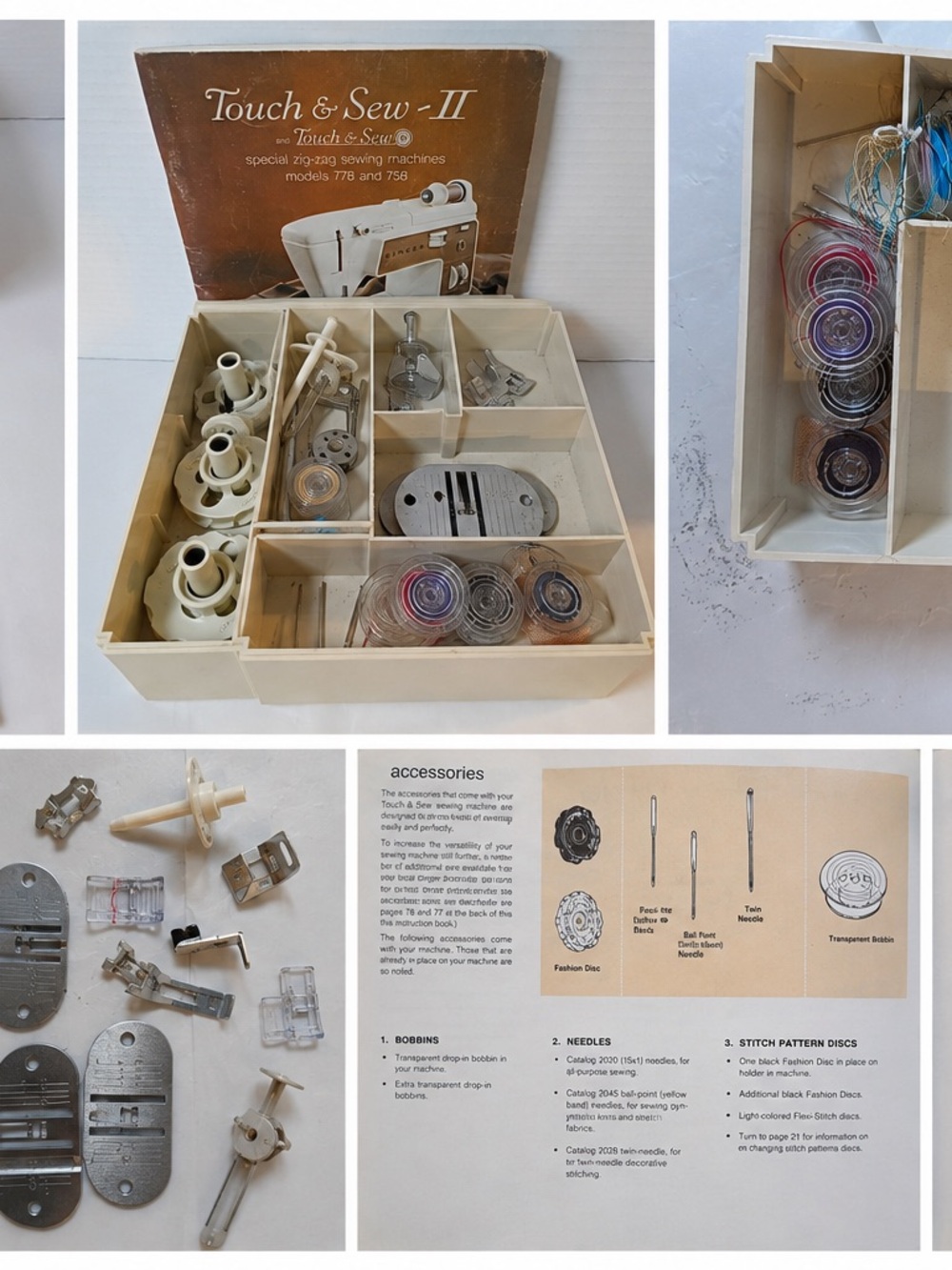 Singer Touch & Sew II Sewing Machine Accessory Kit Case w/ Manual Models 758 778